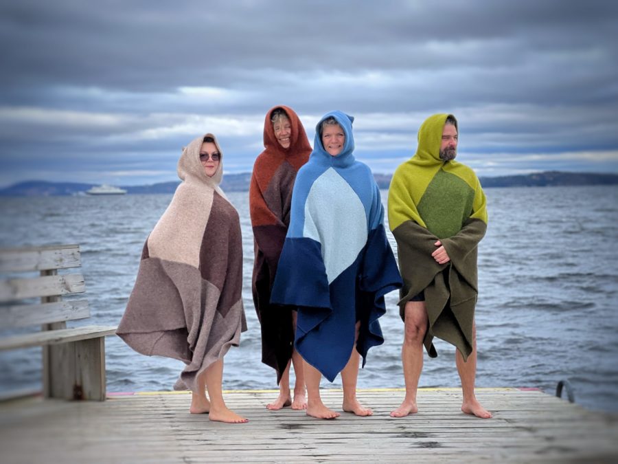 Badeponcho - Varm poncho laget av norsk ull